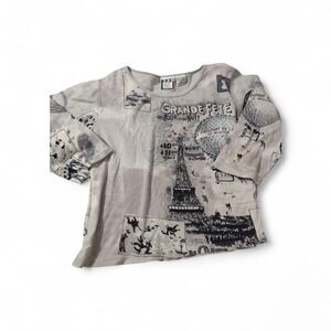 Take Two Paris Themed Cropped Top Grunge Casual Y2K Festival Travel Beaded